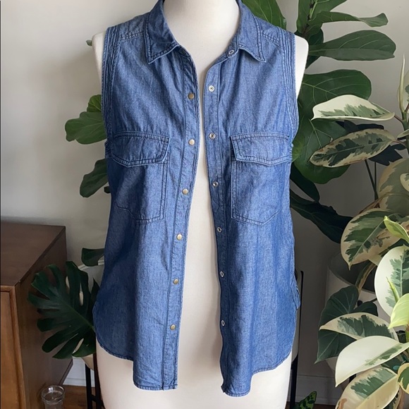 ALC Sleeveless Chambray Button Up - Picture 9 of 12
